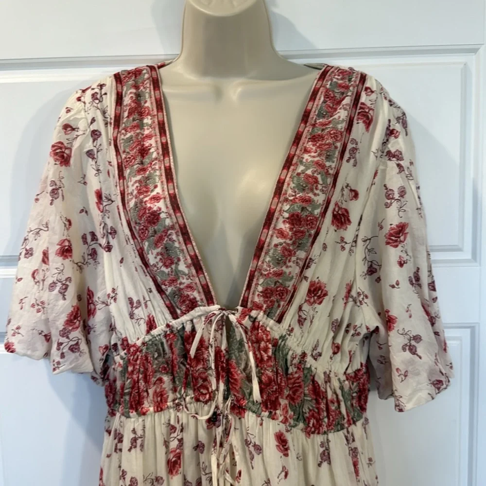 Free People Lysette Maxi Dress Floral Summer V neckline Dress large - Picture 9 of 15